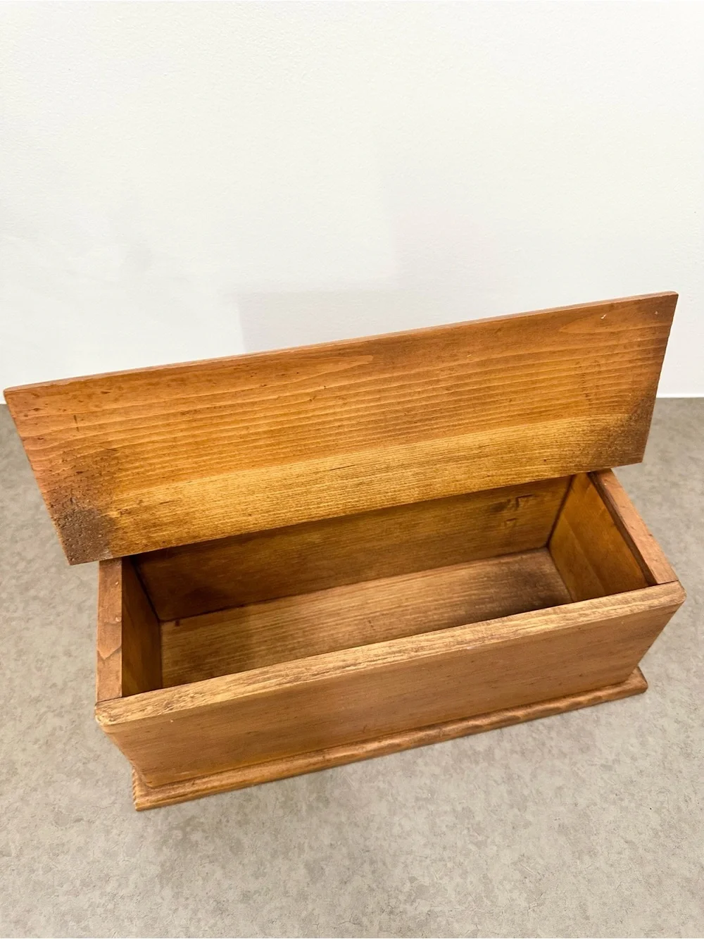 Vintage Wooden Handled Storage Box Tool Caddy Dual Hinged Lid Warm Honey Brown